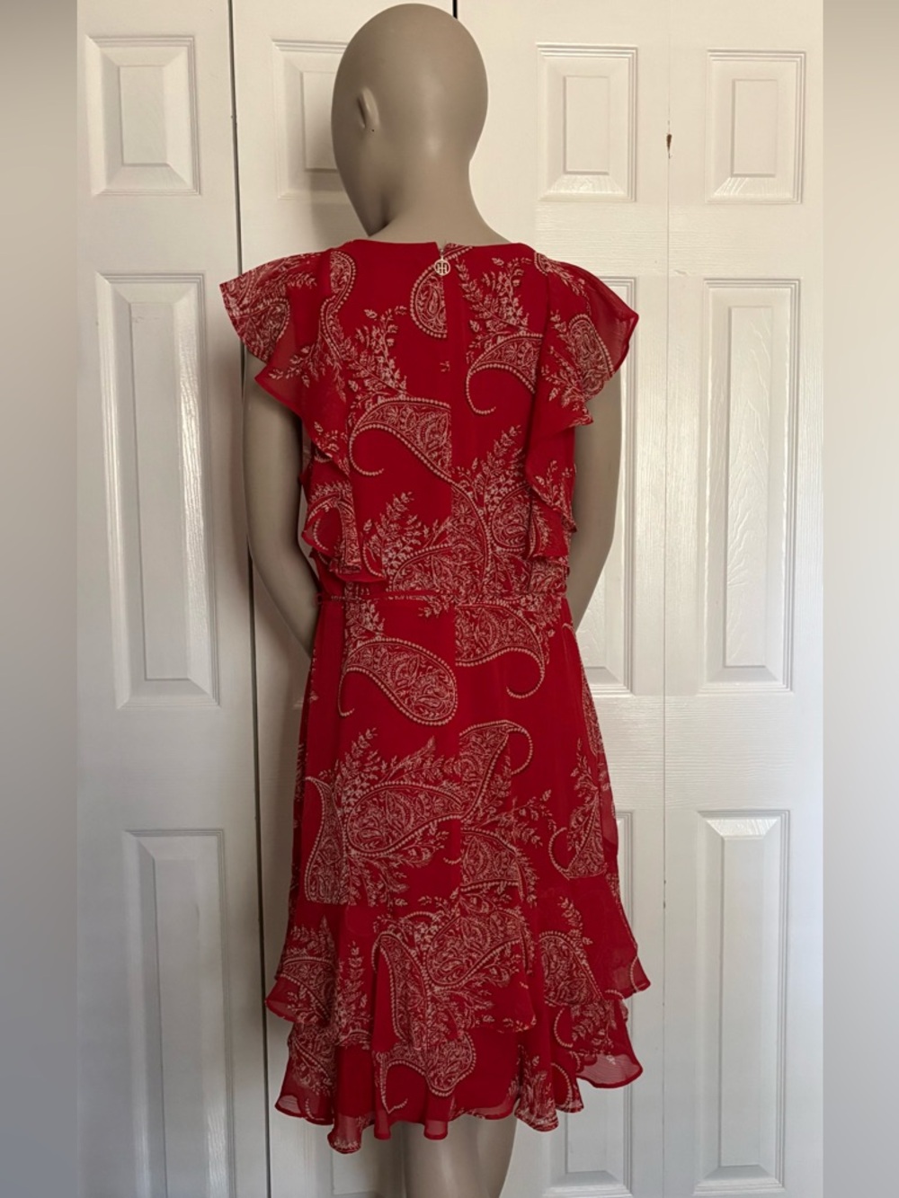 Tommy Hilfiger Red Paisley Ruffle Mini Dress - Picture 12 of 16